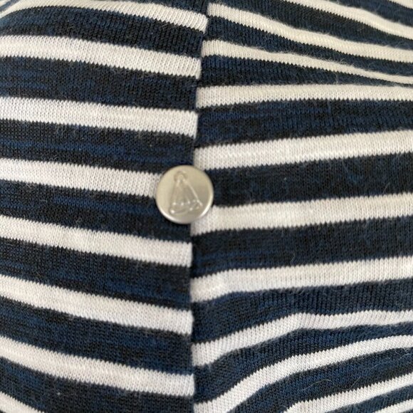 Neon Buddha Oversize Stripe 2/3 Slv Scoop Nk Top w Button Detail Navy Wht Sz S - Picture 10 of 14